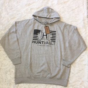 New HuntVault Men’s cotton blend patriotic graphic hoodie in gray size 2XL